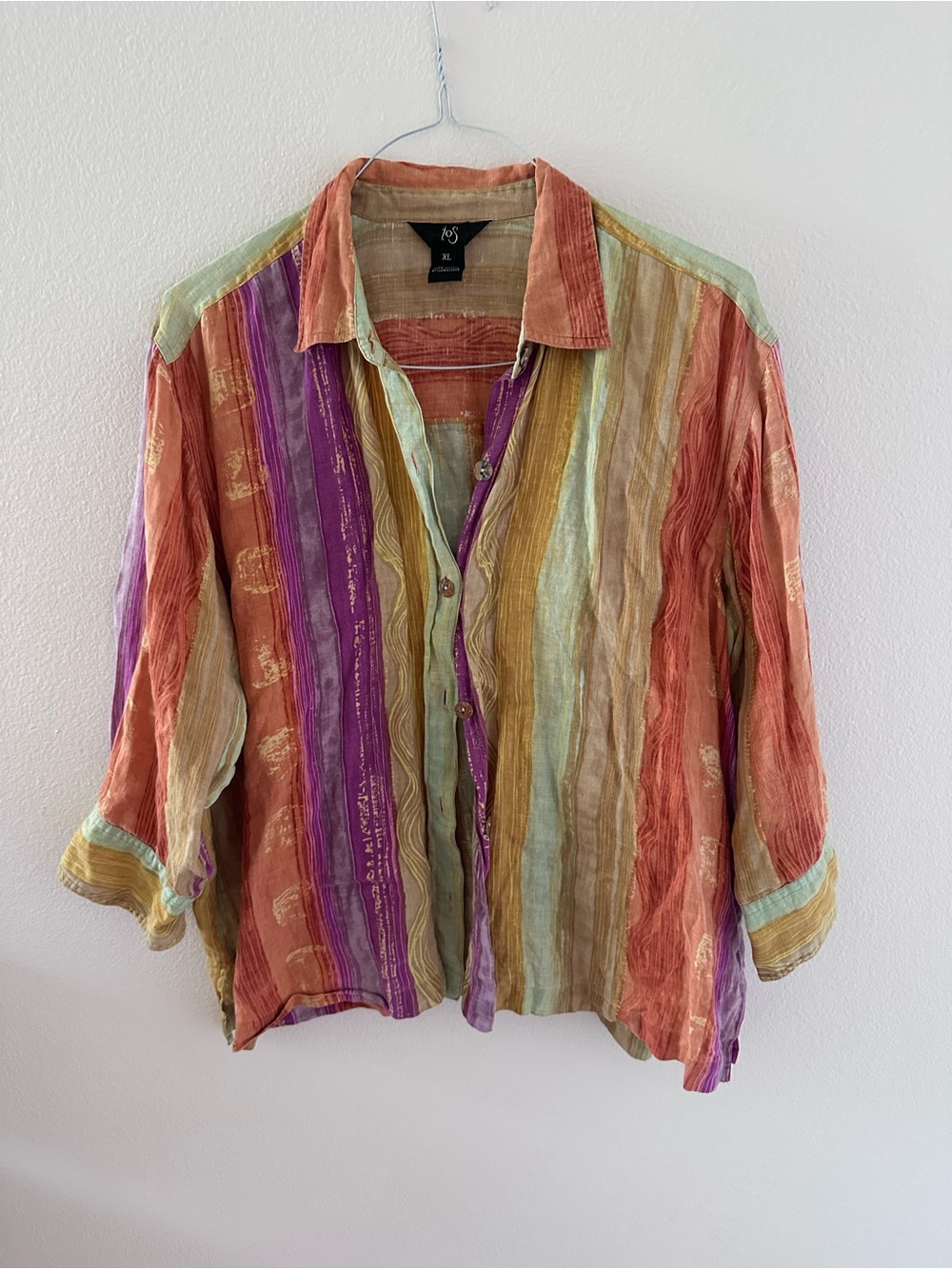 Multicolor Striped linen Button-Up Shirt